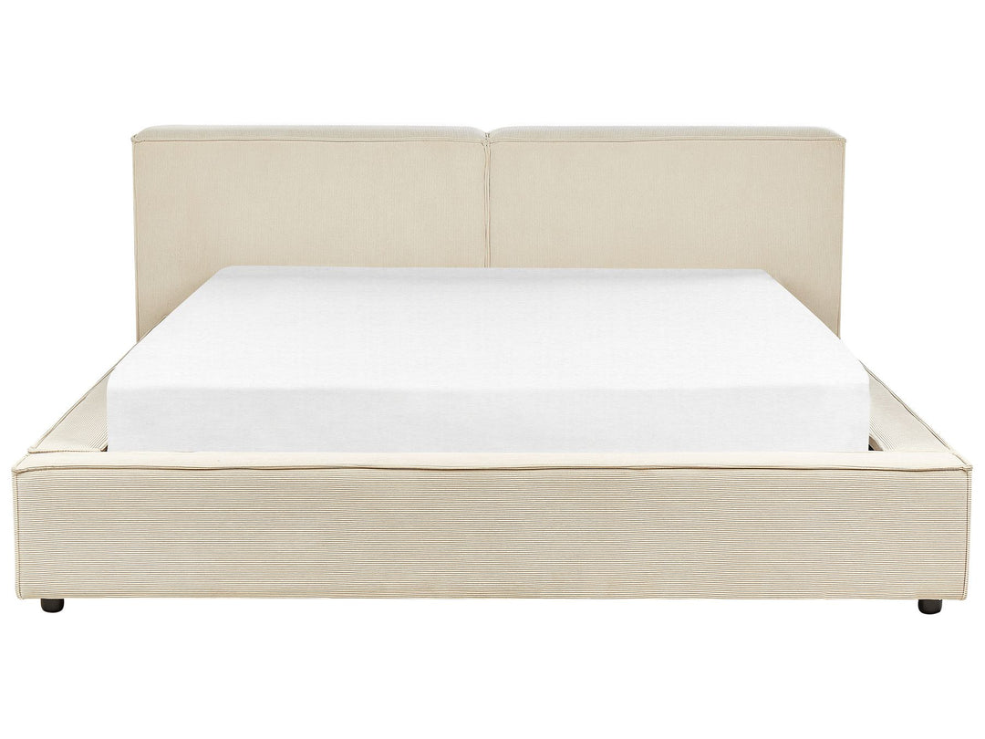 Corduroy EU Super King Size Bed Beige Linards