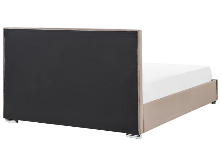 Rouen Velvet EU Super King Size Ottoman Bed Taupe