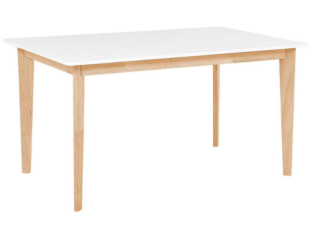 Extending Dining Table 140/180 x 90 cm White with Light Wood Sola