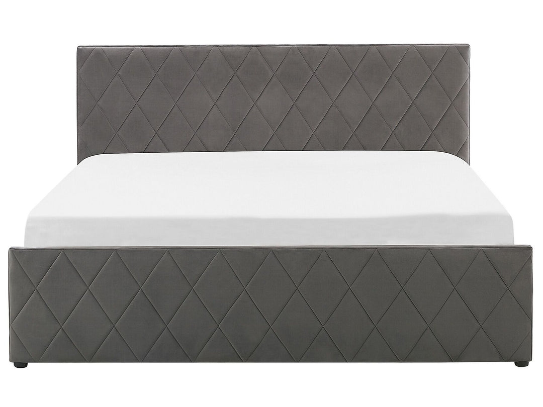 Rochefort Velvet EU Super King Size Ottoman Bed Grey