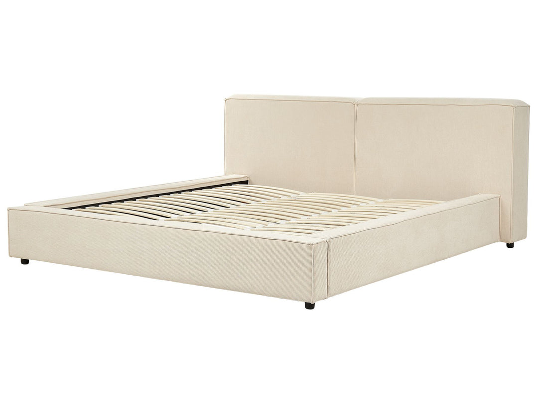 Corduroy EU Super King Size Bed Beige Linards