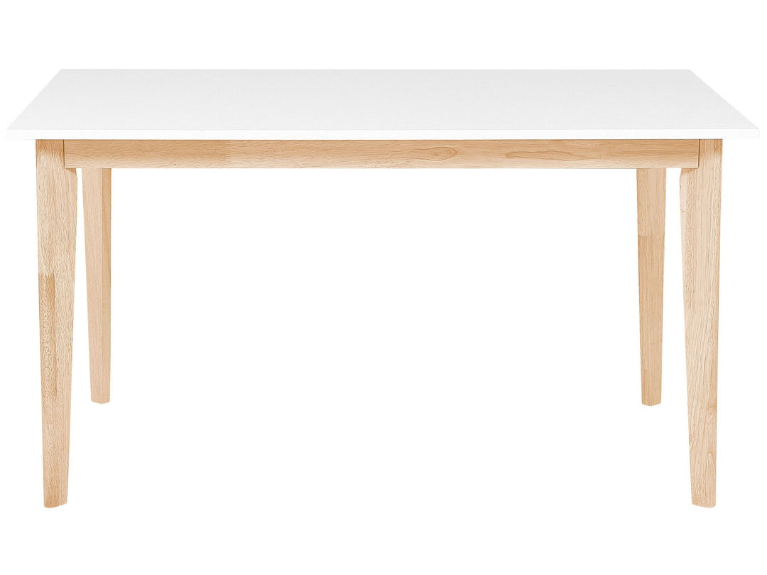 Extending Dining Table 140/180 x 90 cm White with Light Wood Sola