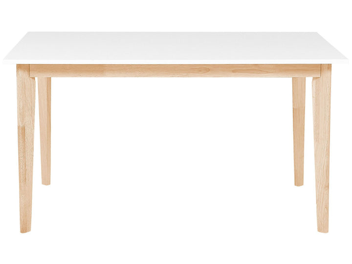 Extending Dining Table 140/180 x 90 cm White with Light Wood Sola