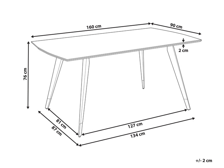 Dining Table 160 x 90 cm Black Mossle