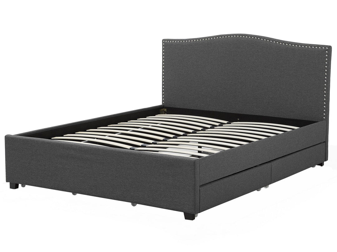 Fabric EU Super King Bed with Storage Grey Montpellier