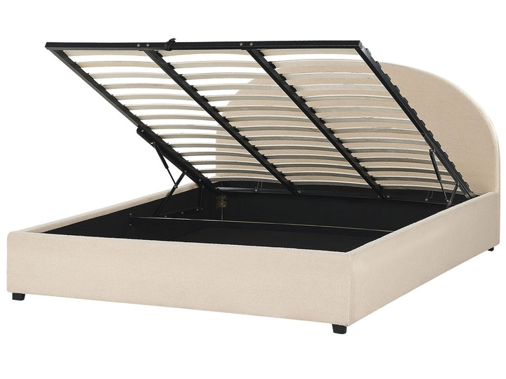 Boucle EU Super King Size Ottoman Bed Beige Vaucluse