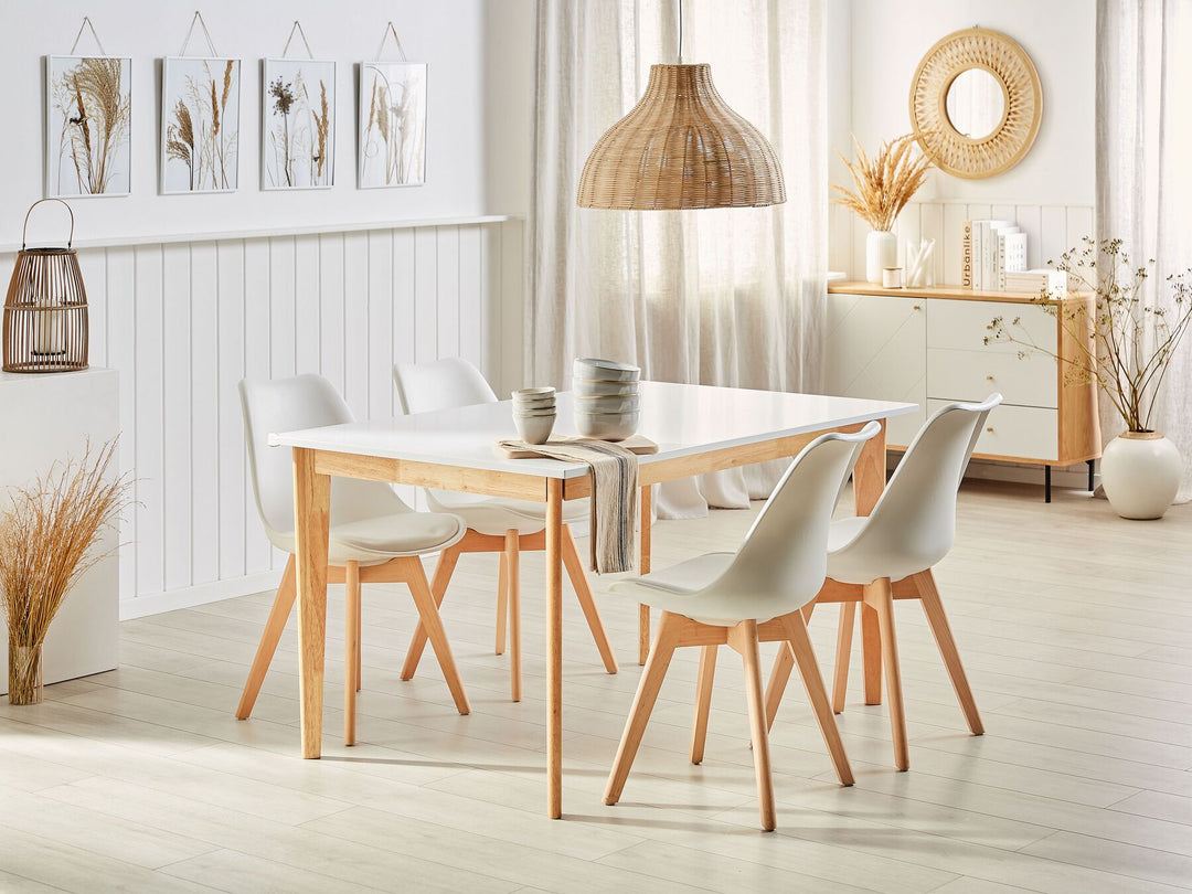 Extending Dining Table 140/180 x 90 cm White with Light Wood Sola