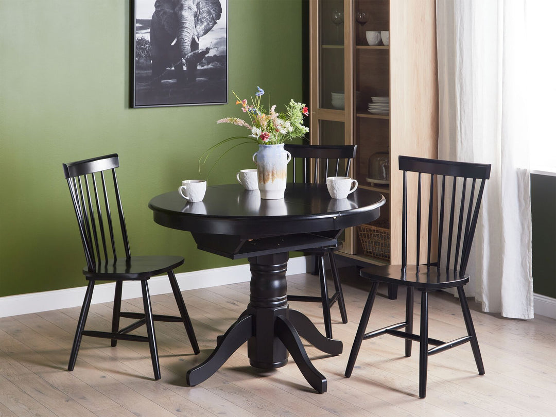 Extending Dining Table 106/150 x 106 cm Black Akron