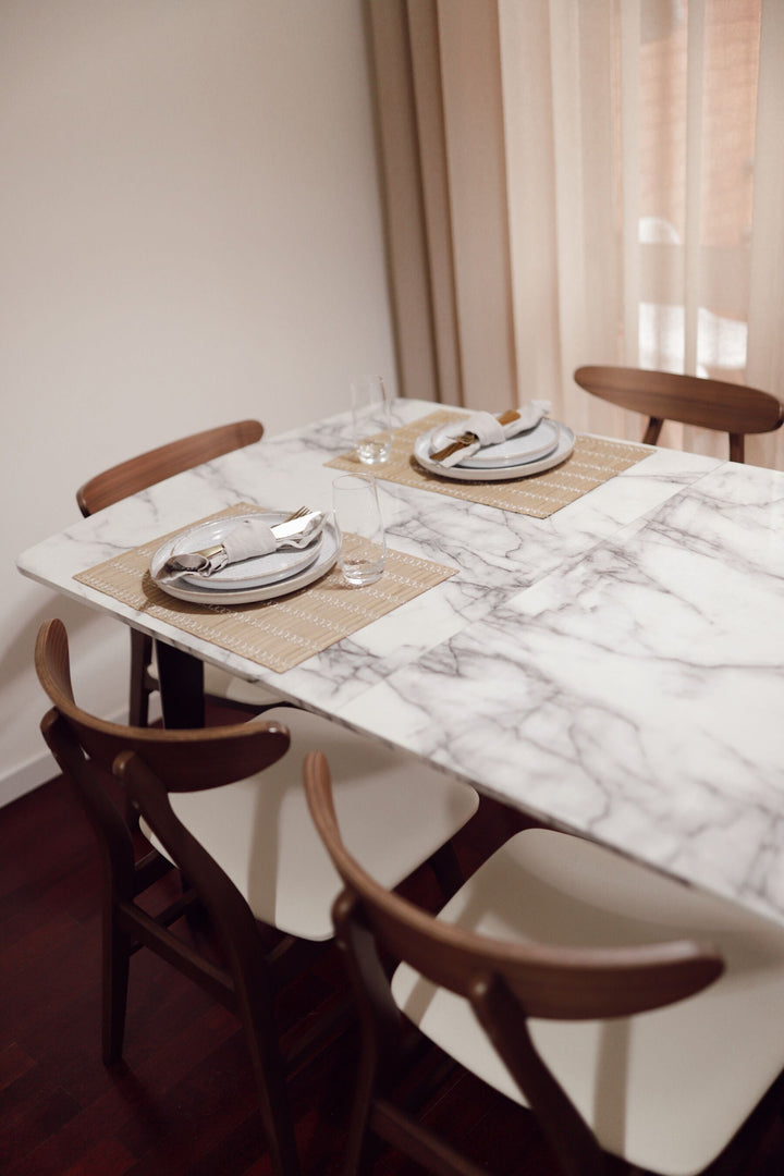 Extending Dining Table 160/200 x 90 cm Marble Effect with Black Mosby