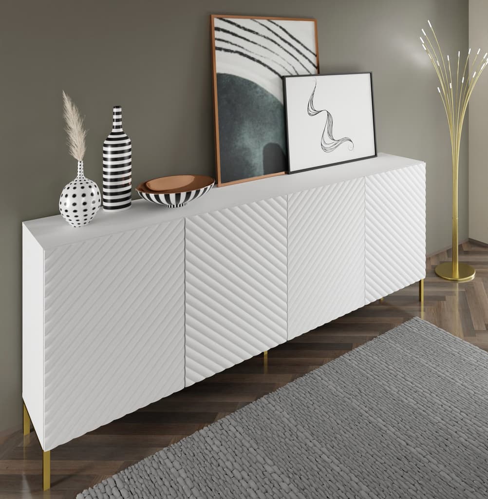 Large Sideboard Cabinet 200cm White Surf