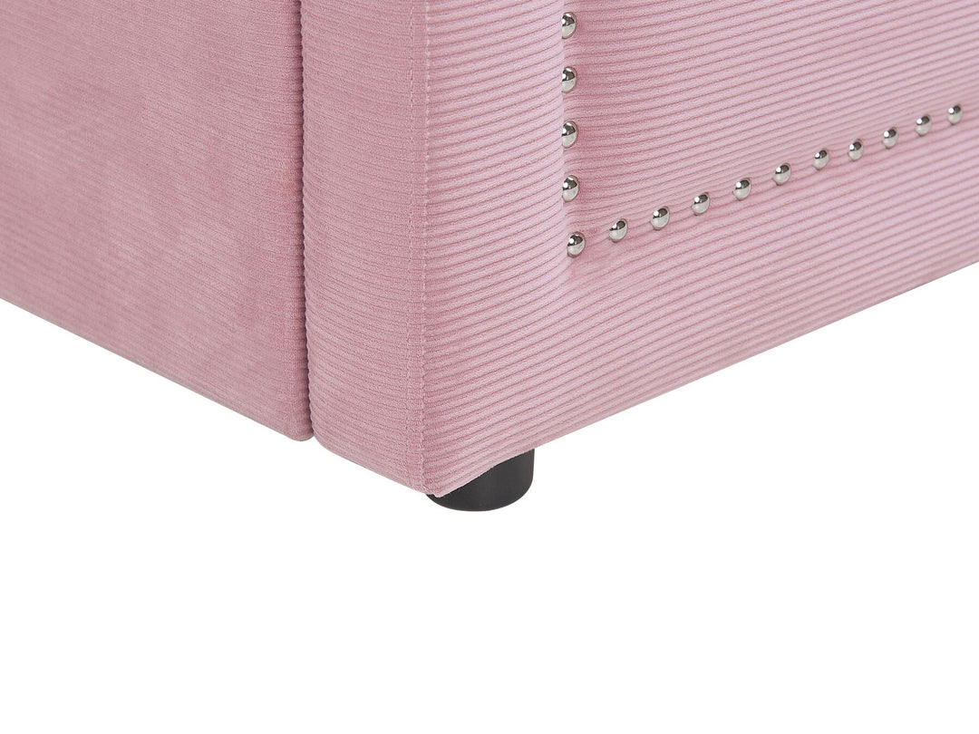 Corduroy EU Single Trundle Bed Pink Mimizan