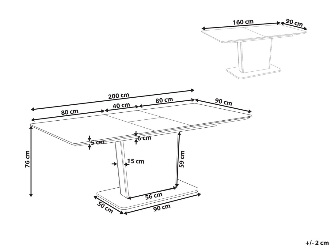 Extending Dining Table 160/200 x 90 cm White Sunds