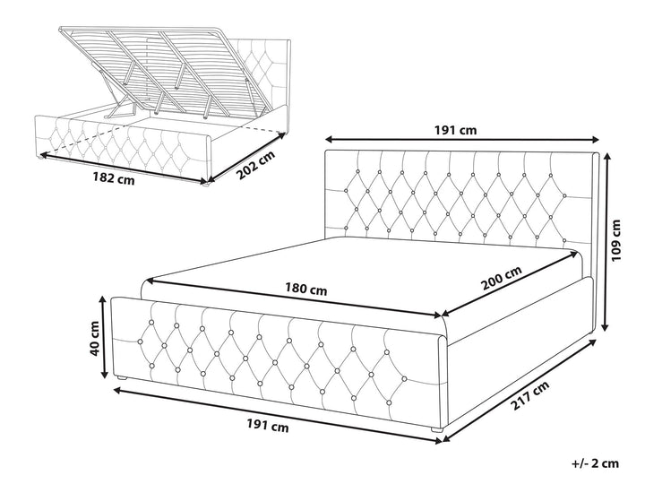 Velvet EU Super King Size Ottoman Bed Beige Amiens