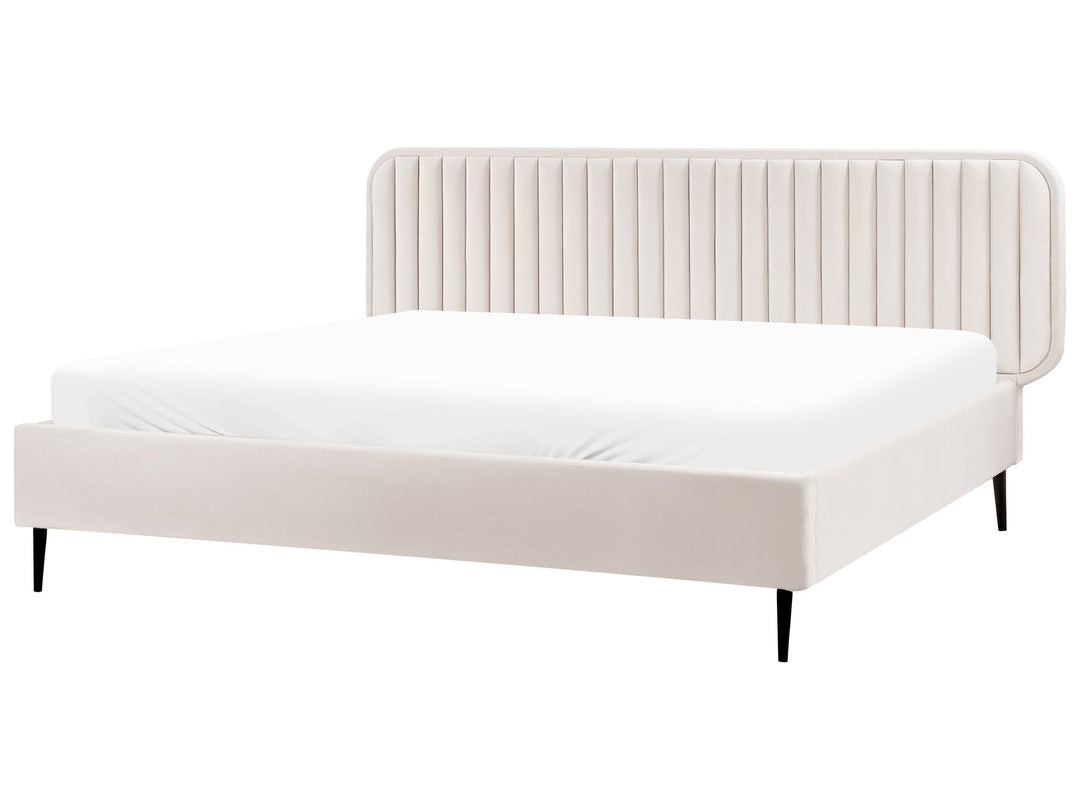 Brin Velvet EU Super King Size Bed Beige