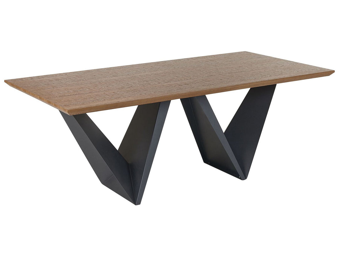 Dining Table 200 x 100 cm Dark Wood with Black Sintra