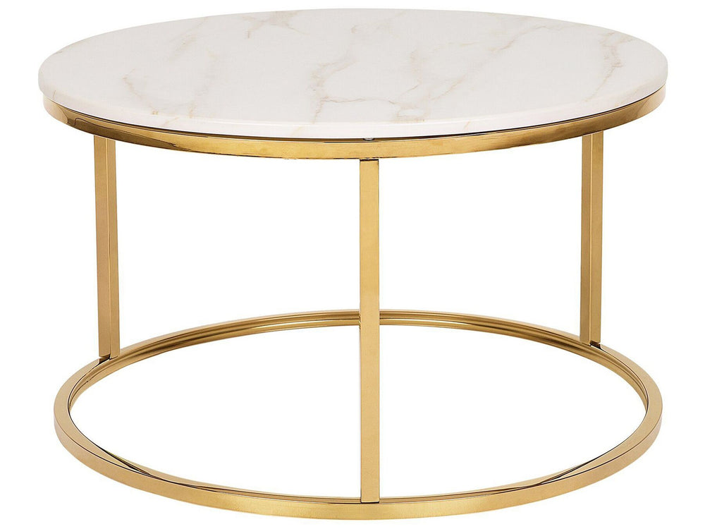 Marble Effect Coffee Table Beige with Gold CORAL