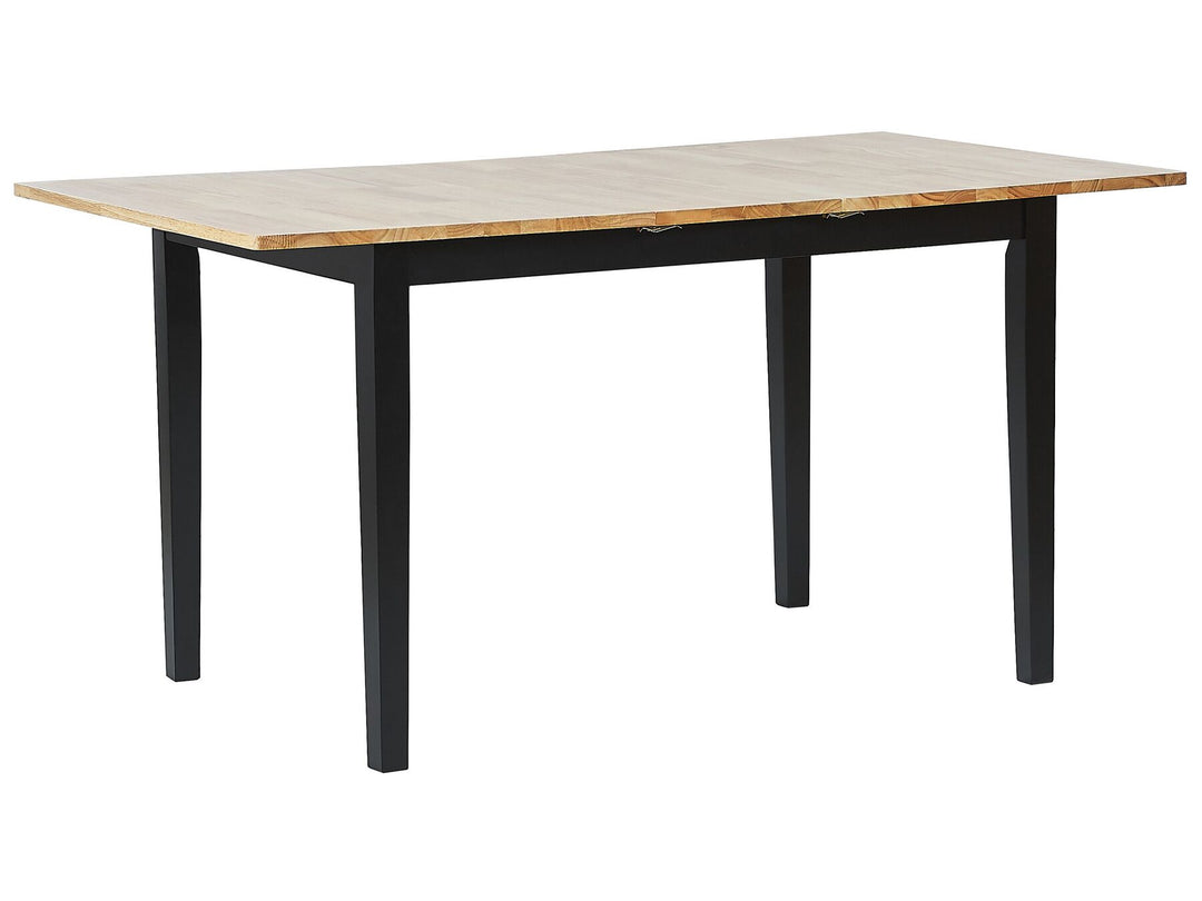 Extending Wooden Dining Table 120/150 x 80 cm Light Wood and Black Houston