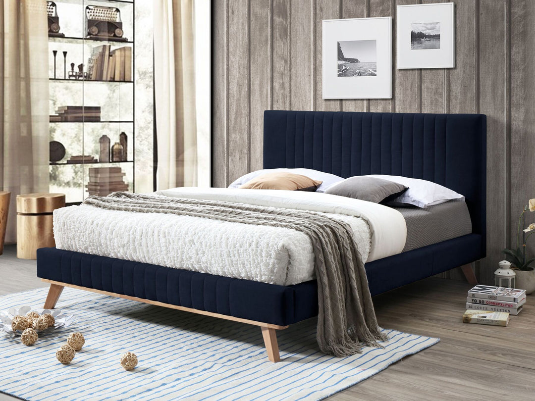 Chenille EU Super King Bed Dark Blue Talence