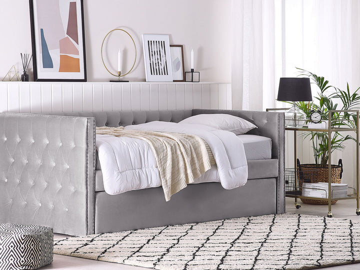 Gassin Velvet EU Single Trundle Bed Grey