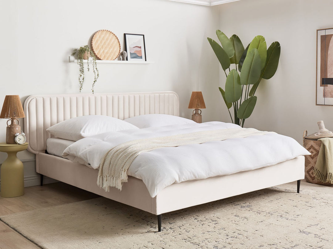 Brin Velvet EU Super King Size Bed Beige