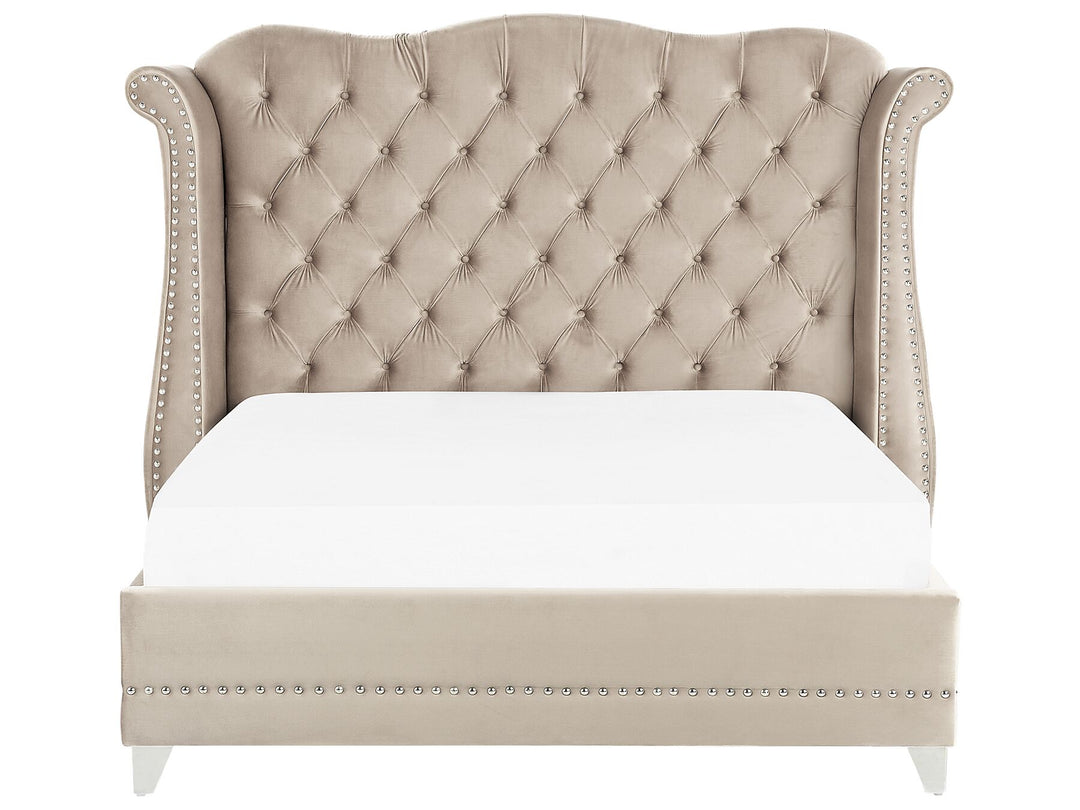 Velvet EU Super King Size Bed Beige Ayette