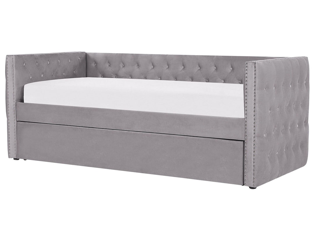 Gassin Velvet EU Single Trundle Bed Grey