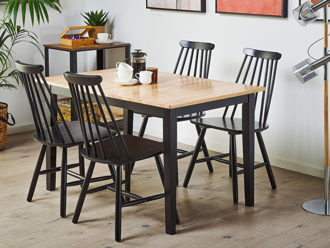 Extending Wooden Dining Table 120/150 x 80 cm Light Wood and Black Houston