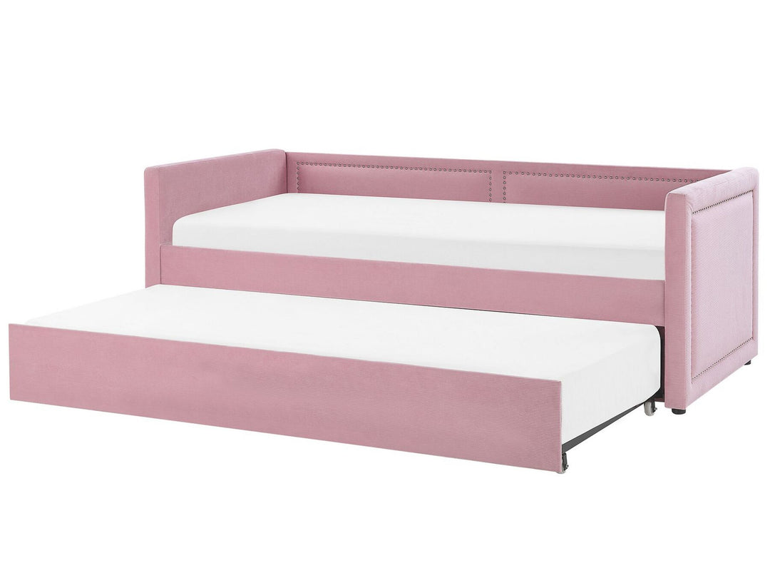 Corduroy EU Single Trundle Bed Pink Mimizan