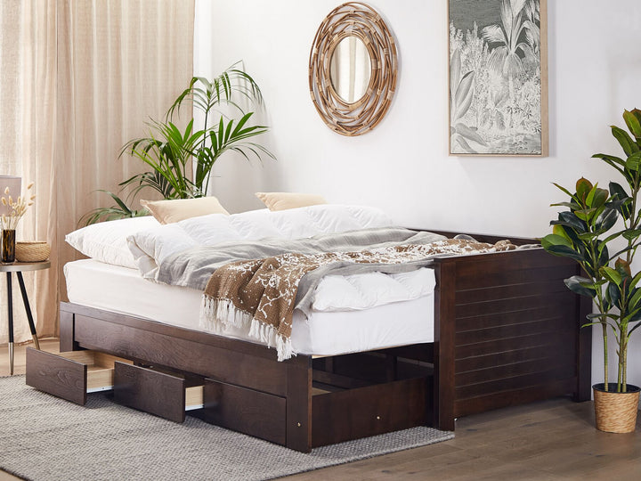 Wooden EU Single to Super King Size Daybed with Storage Brown Cahors