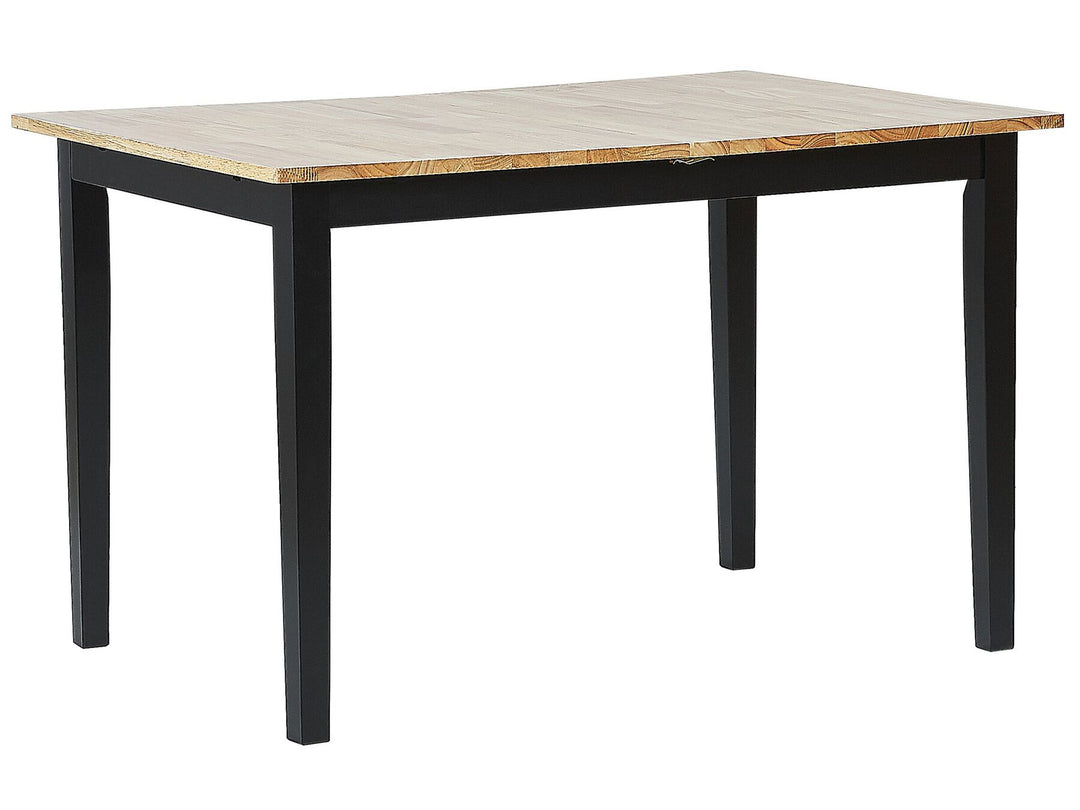 Extending Wooden Dining Table 120/150 x 80 cm Light Wood and Black Houston