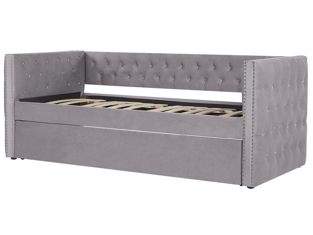 Gassin Velvet EU Single Trundle Bed Grey