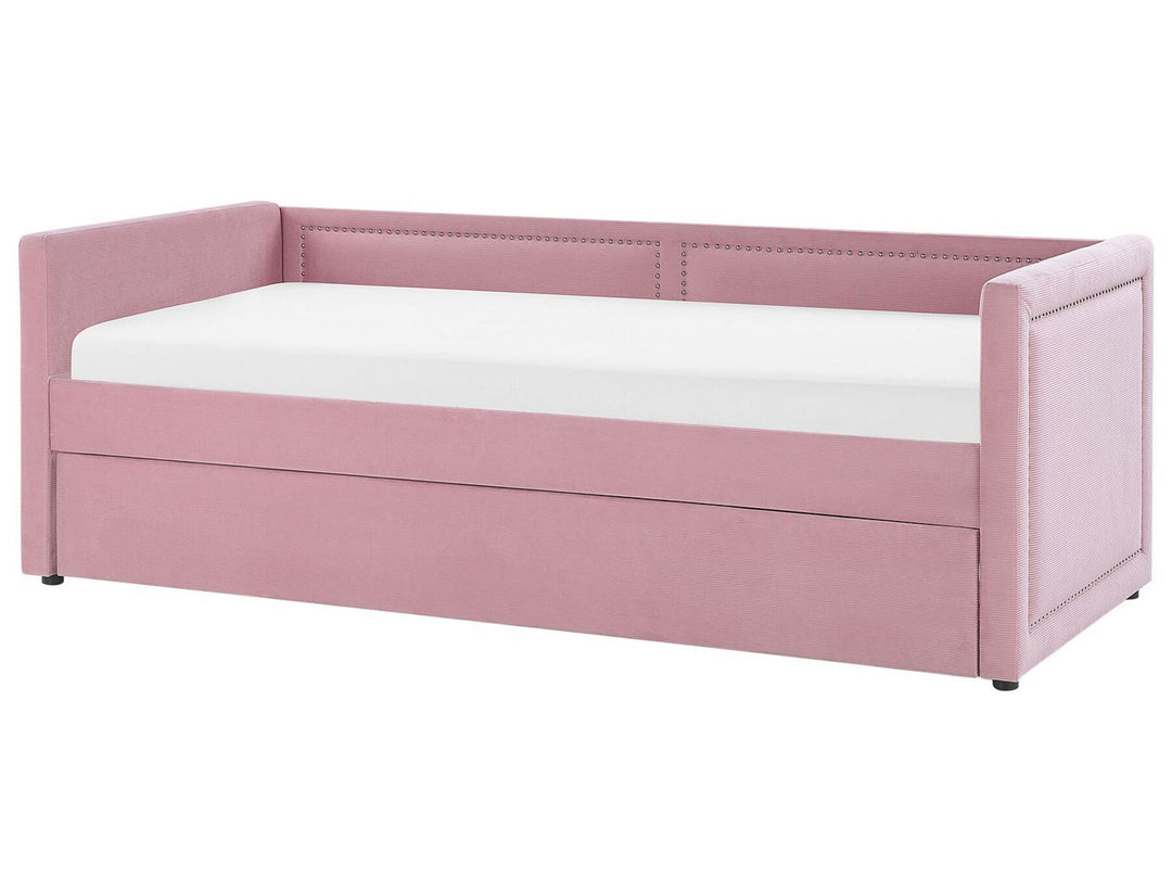 Corduroy EU Single Trundle Bed Pink Mimizan