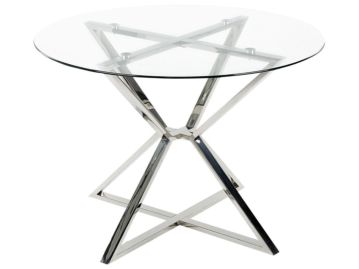 Glass Top Round Dining Table ⌀ 105 cm Silver Bosco