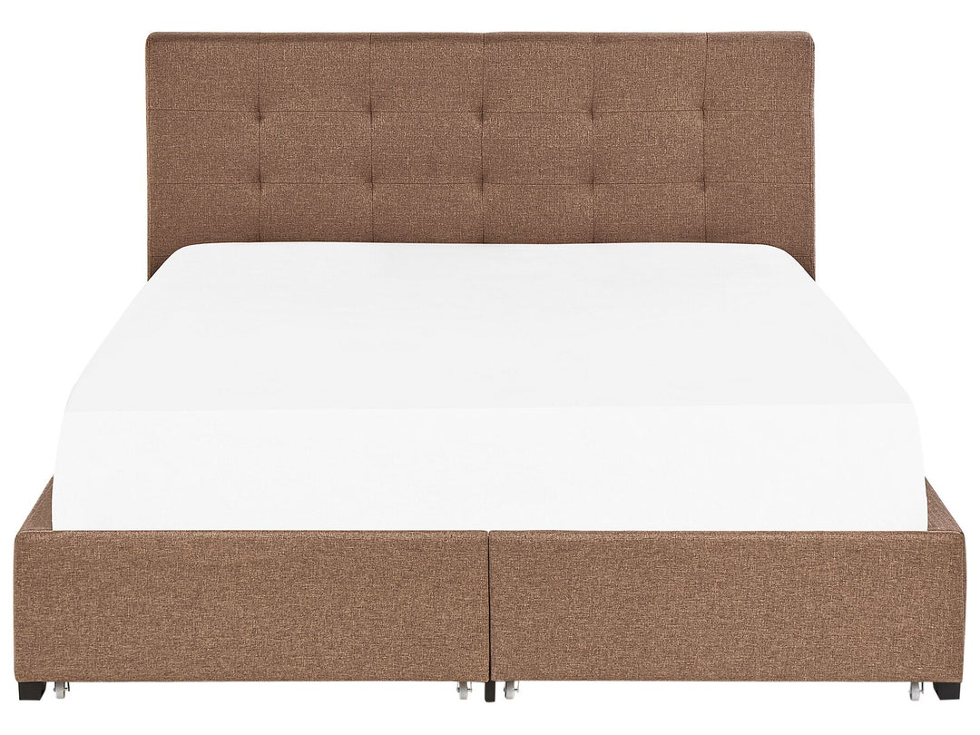 La Rochelle Fabric EU Super King Size Bed with Storage Brown