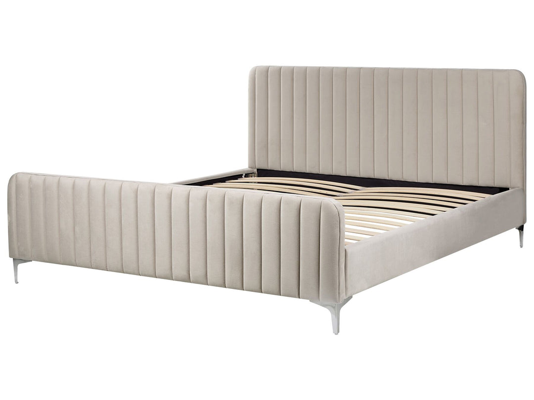 Lunan Velvet EU Super King Size Bed Taupe