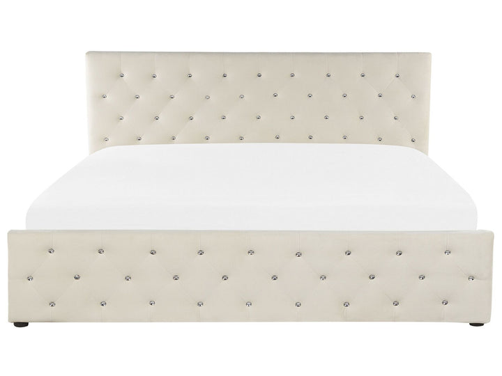 Velvet EU Super King Size Ottoman Bed Beige Amiens