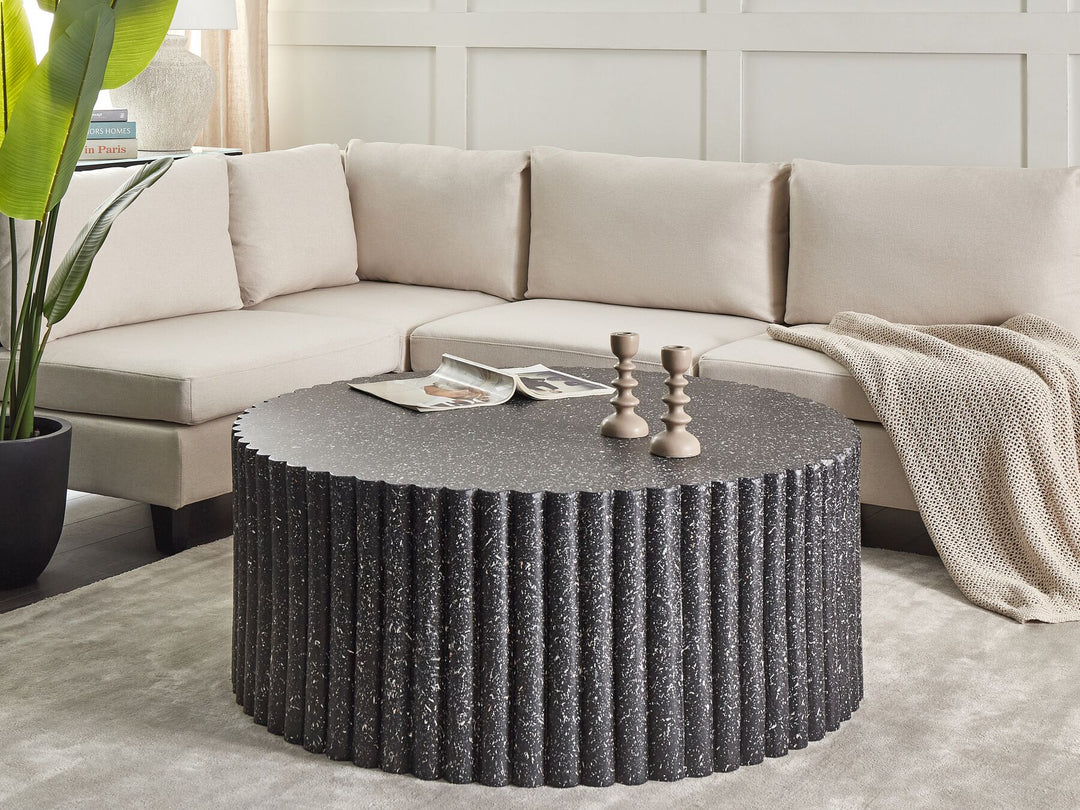 Saltash Round Coffee Table Black Terrazzo Effect