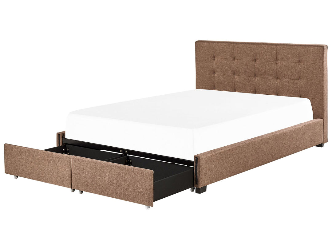 La Rochelle Fabric EU Super King Size Bed with Storage Brown