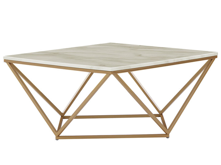 Thaxton Marble Effect Coffee Table Beige and Gold