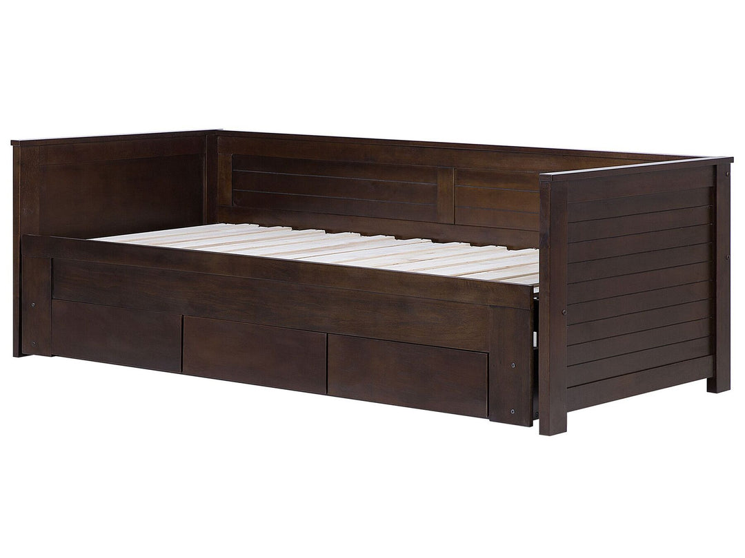 Wooden EU Single to Super King Size Daybed with Storage Brown Cahors