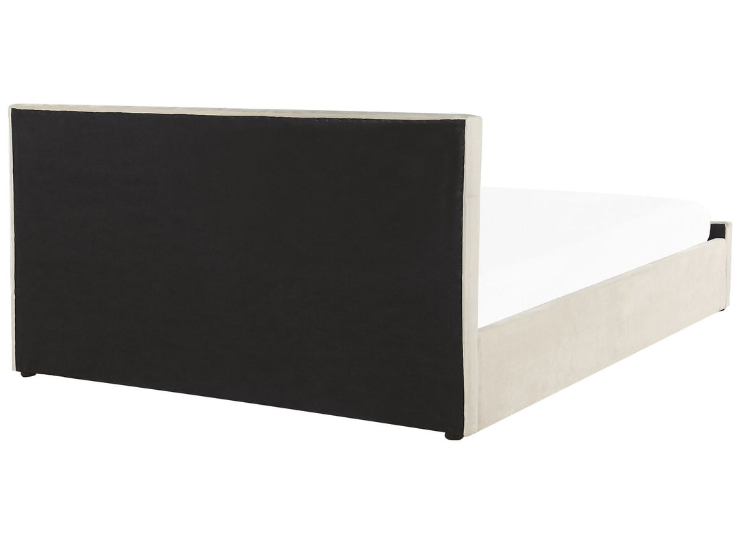 Velvet EU Super King Size Ottoman Bed Beige Amiens