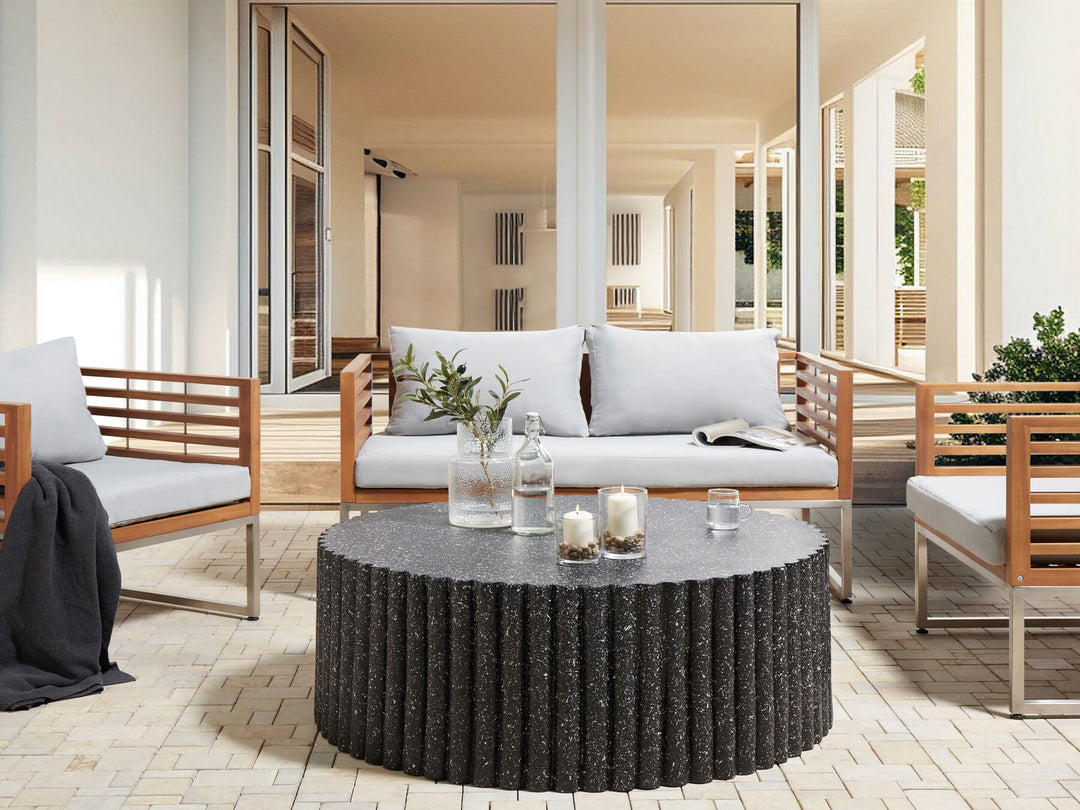 Round Coffee Table Black Terrazzo Effect POZZA