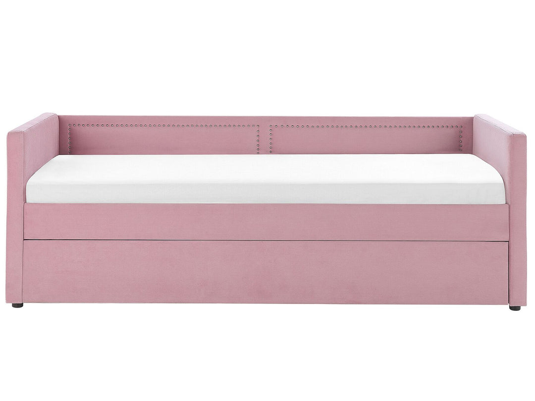 Corduroy EU Single Trundle Bed Pink Mimizan