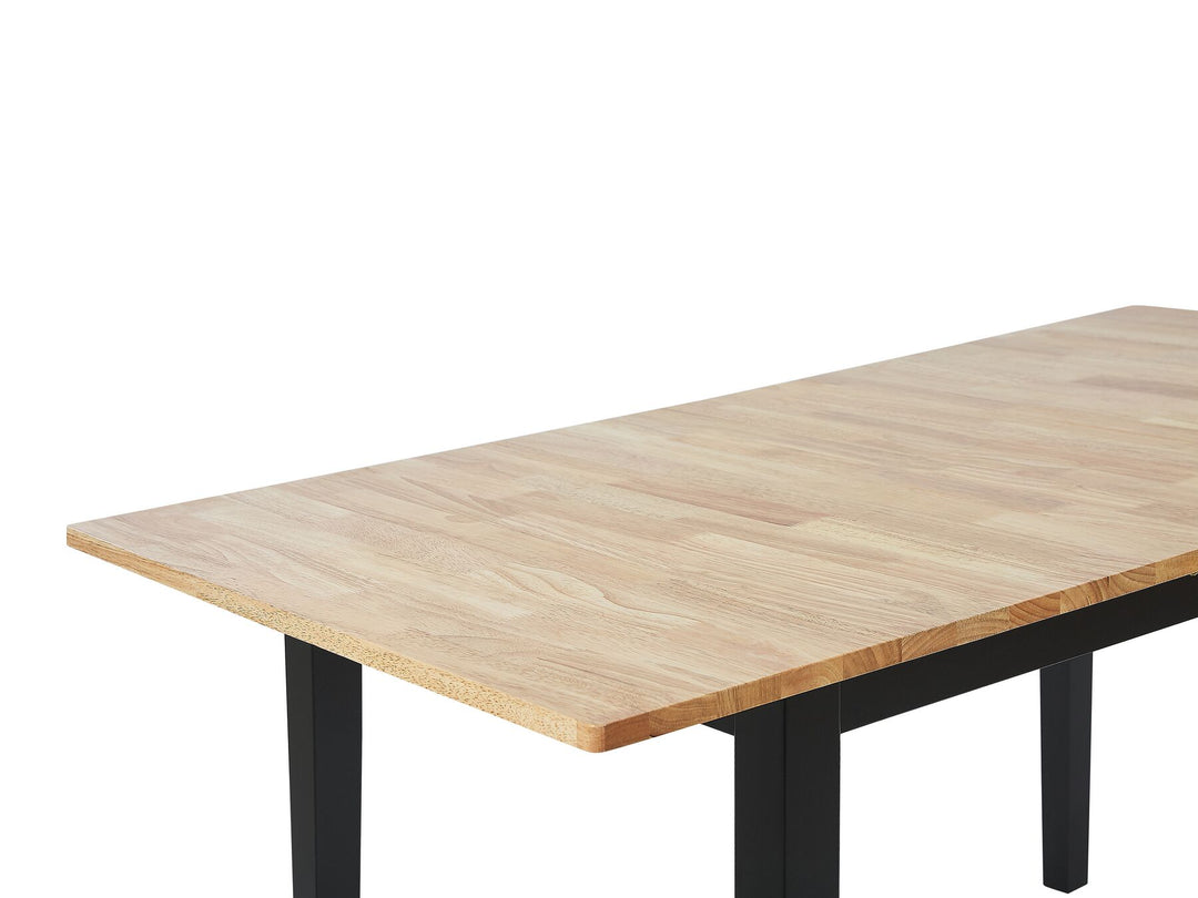 Extending Wooden Dining Table 120/150 x 80 cm Light Wood and Black Houston