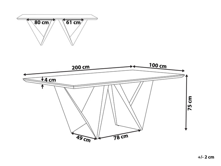 Dining Table 200 x 100 cm Dark Wood with Black Sintra