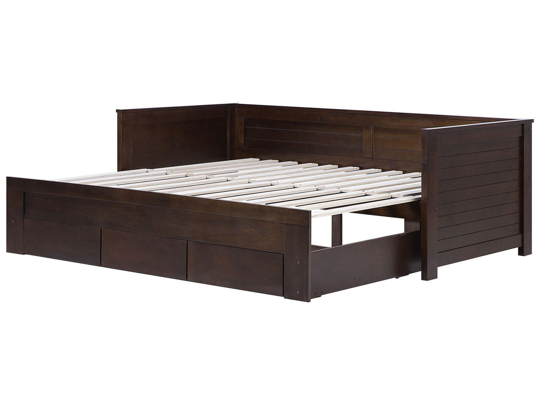 Wooden EU Single to Super King Size Daybed with Storage Brown Cahors