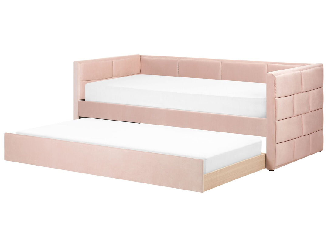 Velvet EU Single Trundle Bed Pink Chavonne