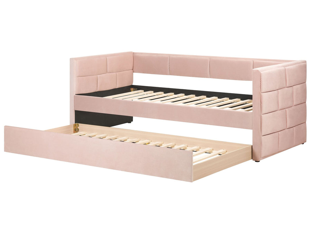 Velvet EU Single Trundle Bed Pink Chavonne