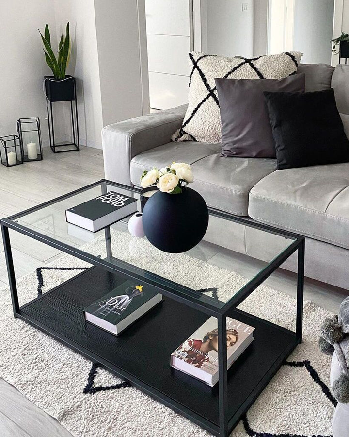 Hulett Glass Top Coffee Table Black