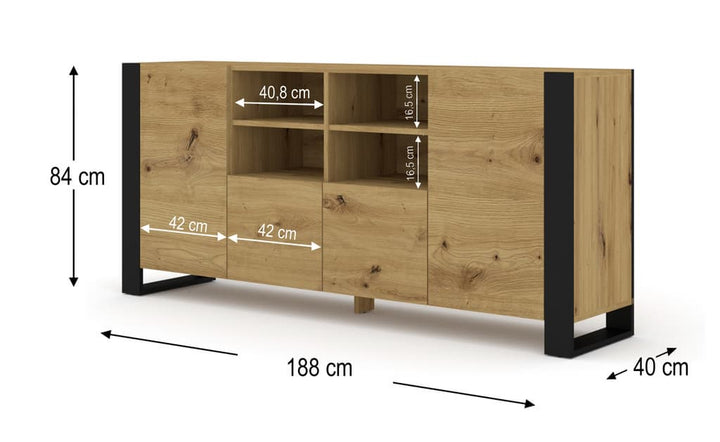 Sideboard Cabinet 188cm Oak Artisan Mondi